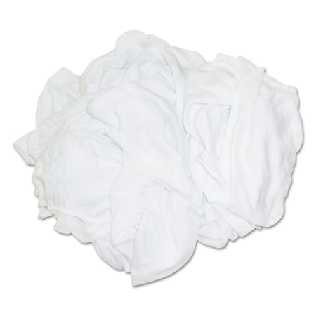 Hospeco New Bleached White T-Shirt Rags, Multi-Fabric, 25 lb Polybag 455-25BP